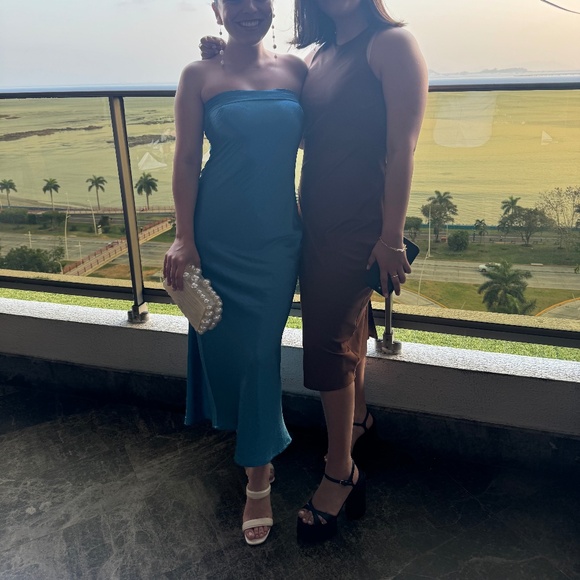 RUNAWAY LEILA SLIP DRESS - AQUA - Picture 3 of 5